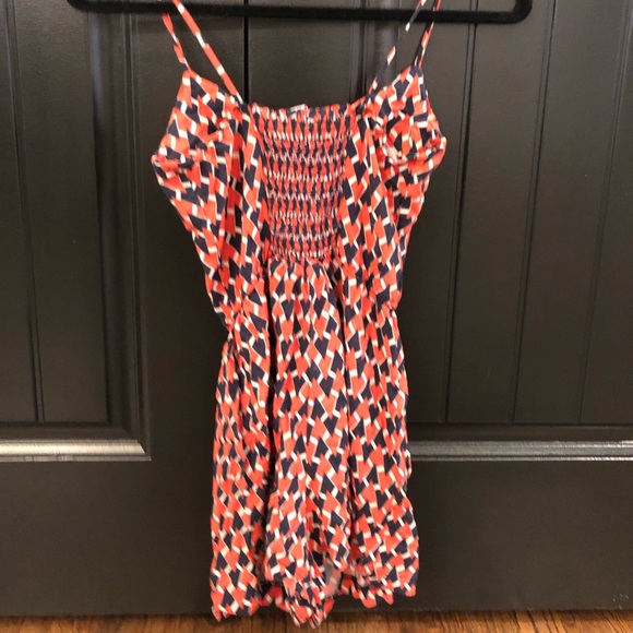 Orange and blue romper. Very cute and flattering! - Picture 2 of 2